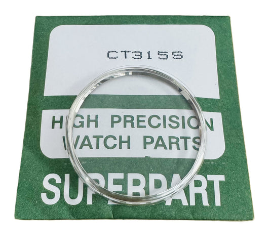31.5mm Acrylic Crystal with Silver Tension Ring, SEIKO Style Flat Top - Universal Jewelers & Watch Tools Inc.