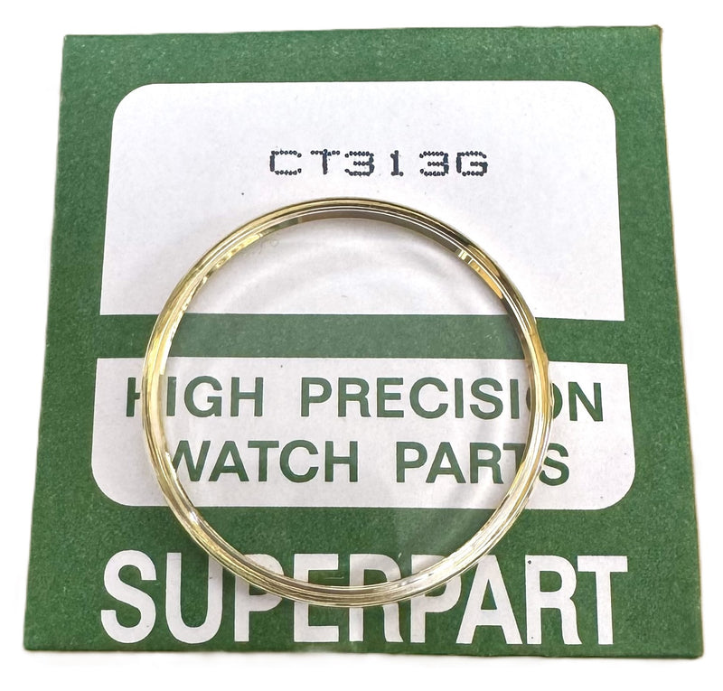 Load image into Gallery viewer, 31.3mm Acrylic Crystal with Gold Tension Ring, SEIKO Style Flat Top
