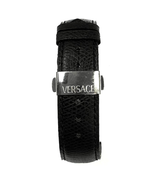 21mm Black Genuine Leather VERSACE Watch Band ALQ99