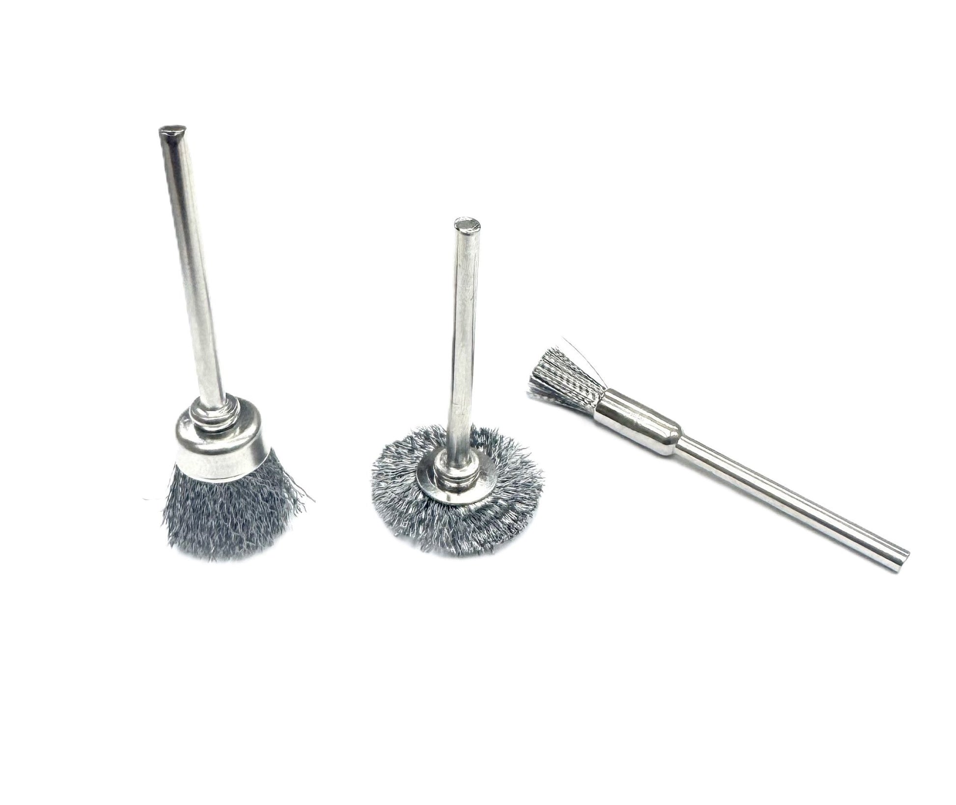 3 Pcs of Brass Wire Brushes, Pen - Shaped, Bowl - Shaped, Wheel - Shaped - Universal Jewelers & Watch Tools Inc.