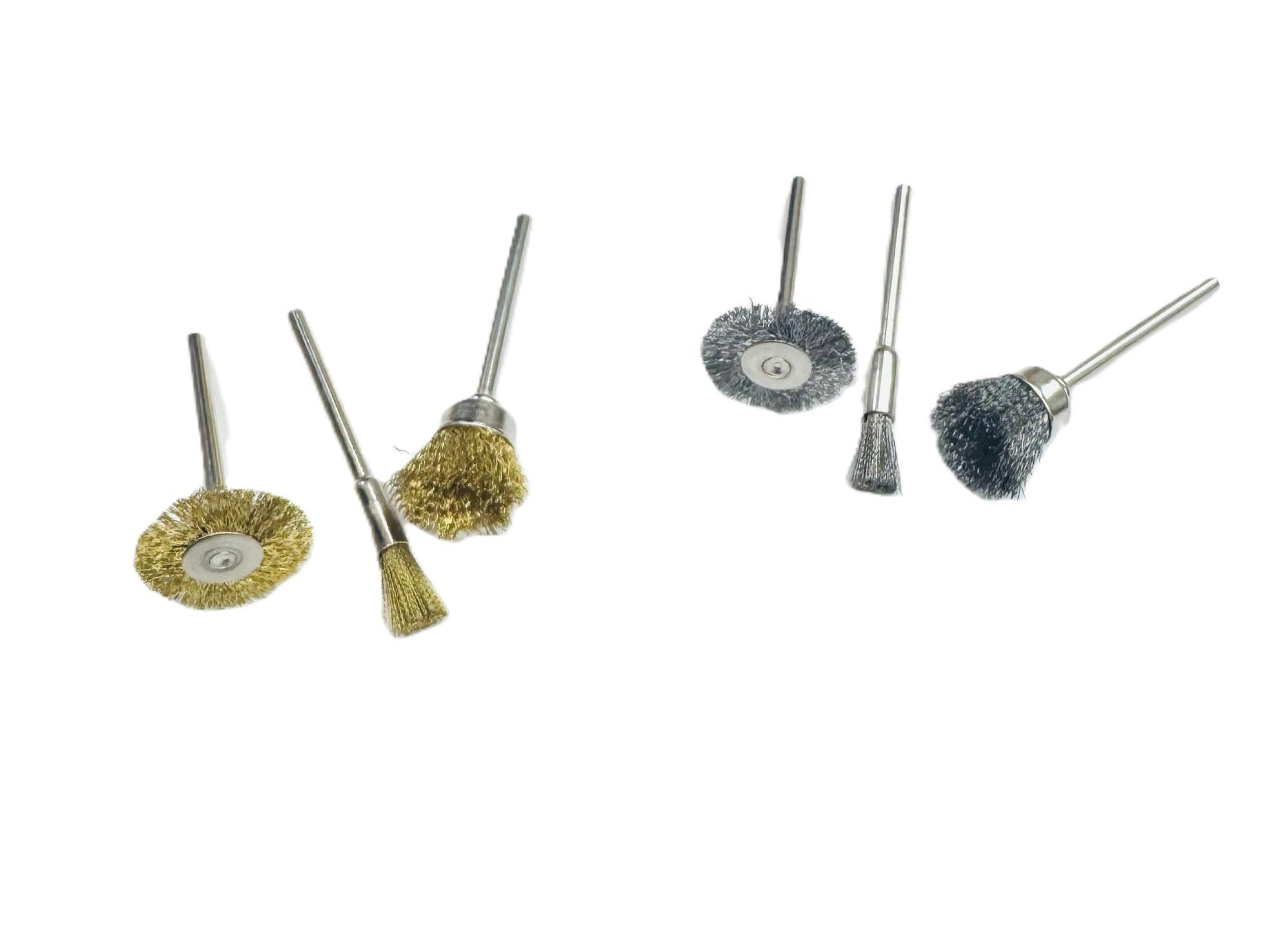 3 Pcs of Brass Wire Brushes, Pen - Shaped, Bowl - Shaped, Wheel - Shaped - Universal Jewelers & Watch Tools Inc.
