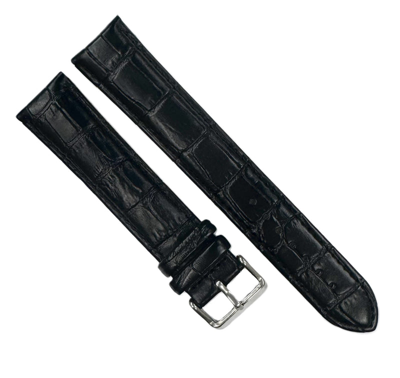 Load image into Gallery viewer, 22mm XXL Black Alligator Grain Genuine Leather Watch Band with Padded &amp; Stitched
