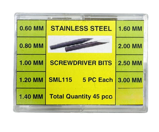 45Pcs Stainless Steel Flat - head Screwdriver Bits Assortment, Watchmaker Essential Tool - Universal Jewelers & Watch Tools Inc.