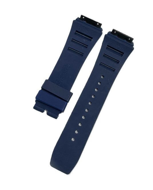 20mm Blue Color Rubber Watch Band for Richard Mille 11L, Screw-Type Strap