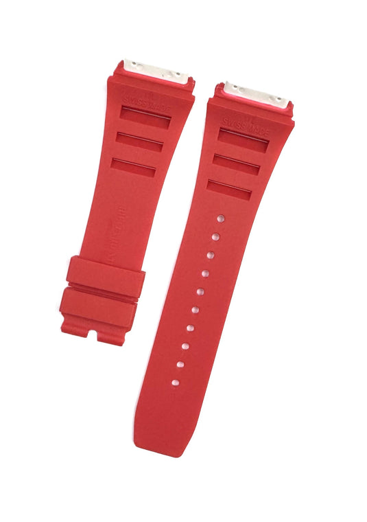 20mm Red Color Rubber Watch Band for Richard Mille 11L, Screw-Type Strap