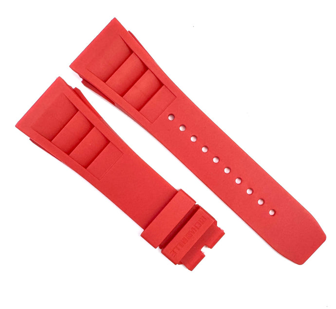 20mm Red Color Rubber Watch Band for Richard Mille 11L, Screw-Type Strap