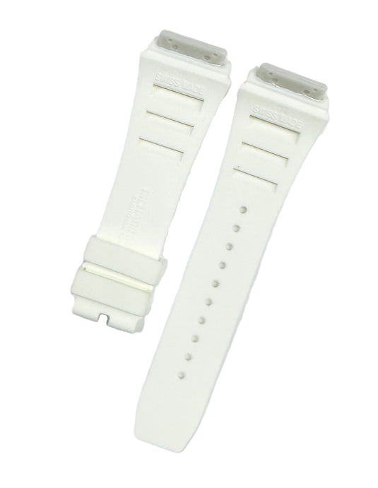 20mm White Color Rubber Watch Band for Richard Mille 11L, Screw-Type Strap