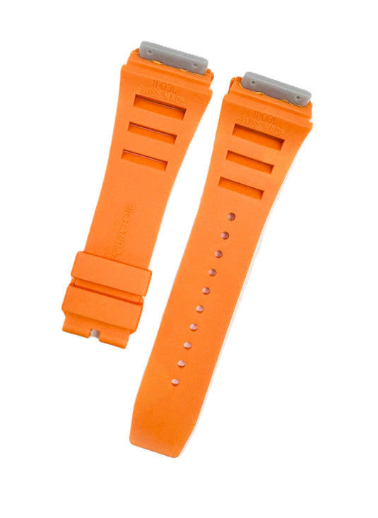 20mm Orange Color Rubber Watch Band for Richard Mille 11-03L, Screw-Type Strap