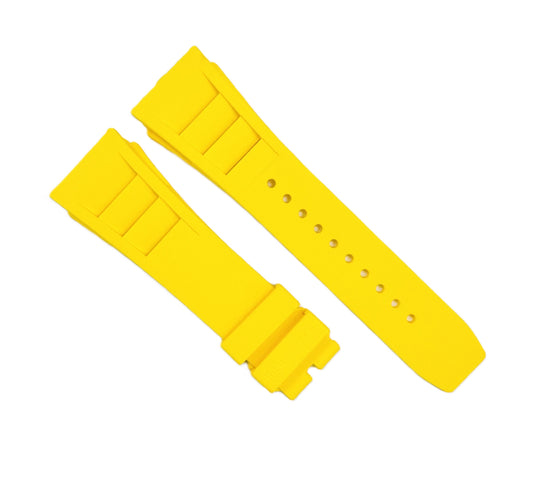 20mm Yellow Color Rubber Watch Band for Richard Mille 11L, Screw-Type Strap