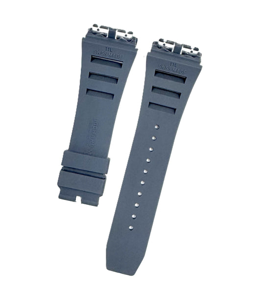 20mm Grey Color Rubber Watch Band for Richard Mille 11L, Screw-Type Strap