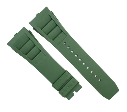 20mm Green Color Rubber Watch Band for Richard Mille 11L, Screw-Type Strap