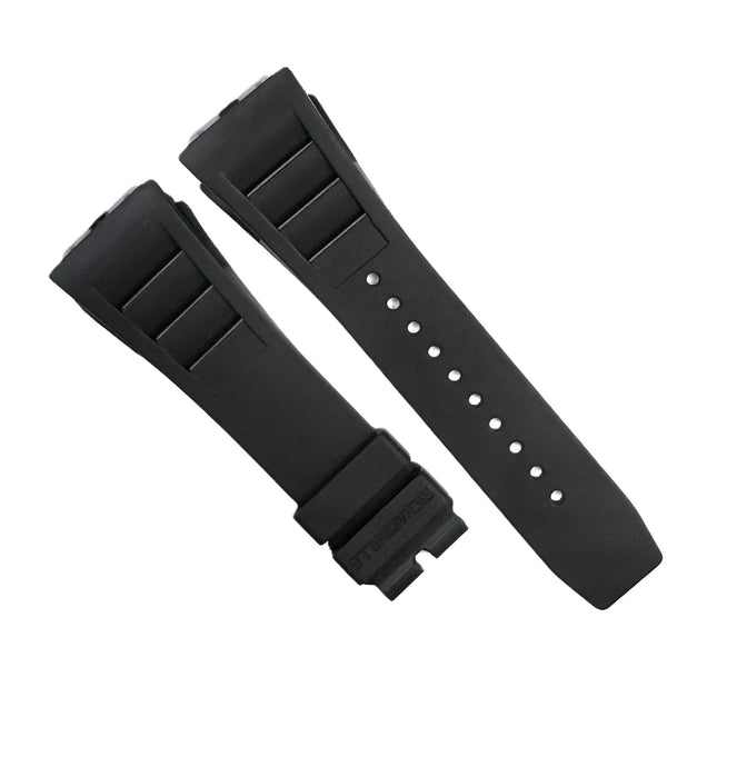 20mm Black Color Rubber Watch Band for Richard Mille 11-03L, Screw-Type Strap