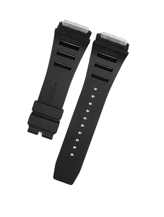 20mm Black Color Rubber Watch Band for Richard Mille 11-03L, Screw-Type Strap