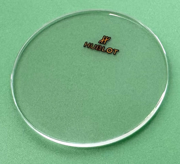 33.0mm Diameter, 1.7mm Thickness Sapphire Crystal for Hublot Watches, ROSE GOLD Logo