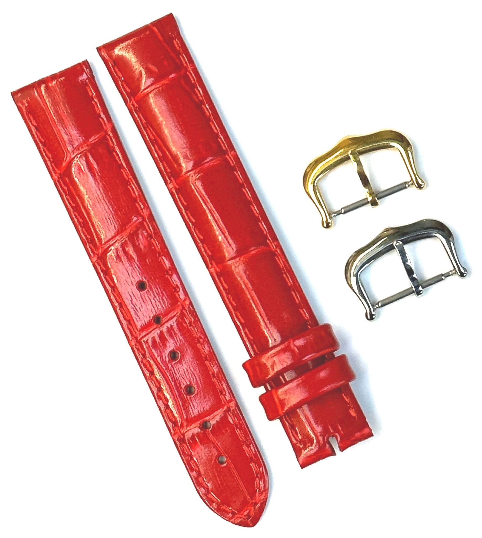Watch Band For Cartier Tank Antique Alligator Grain Size 20,18,15mm Red Color - Universal Jewelers & Watch Tools Inc.