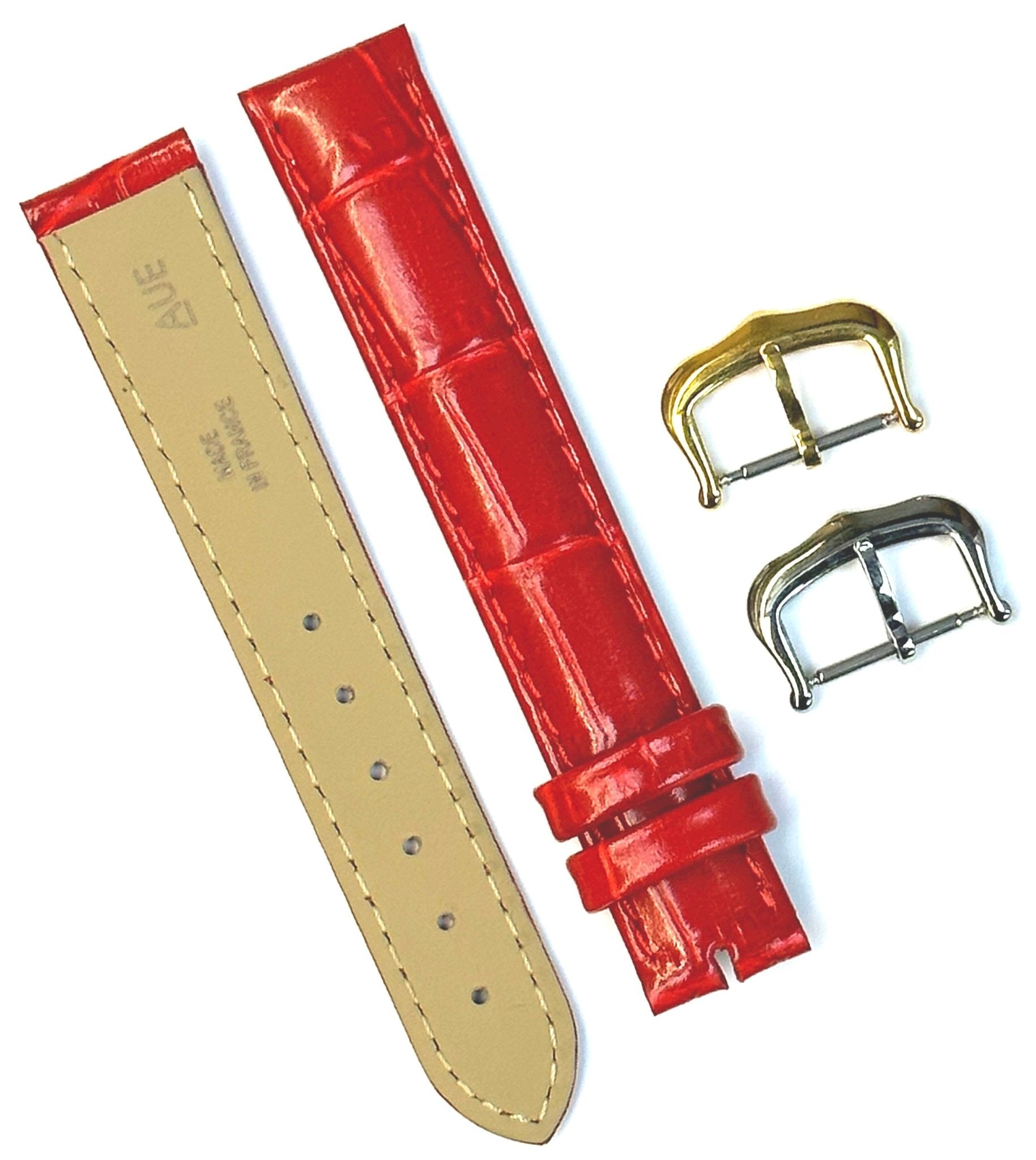 Watch Band For Cartier Tank Antique Alligator Grain Size 20,18,15mm Red Color - Universal Jewelers & Watch Tools Inc.