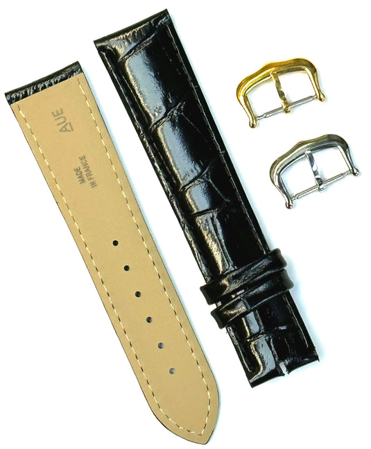 Watch Band For Cartier Tank Antique Alligator Grain Different Size 20,18,15mm Black Color