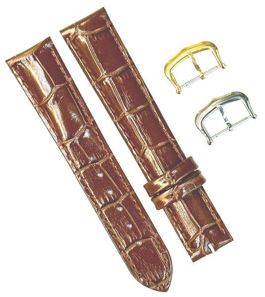 Watch Band For Cartier Tank Antique Alligator Grain Size 20,18,15mm Brown Color