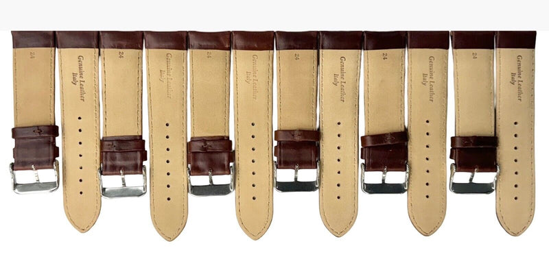 Load image into Gallery viewer, Lot of 6 Watch Bands Genuine Leather Plain D.Brown Color ,Padded,Stitched 24MM
