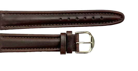 Watch Bands Dark Brown Genuine Leather Plain padded, stitched 18mm - Universal Jewelers & Watch Tools Inc.