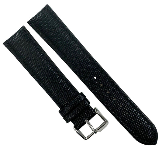 Watch Band 22MM Genuine Leather Black Lizard Grain Padded Excellent Quality (R) - Universal Jewelers & Watch Tools Inc.