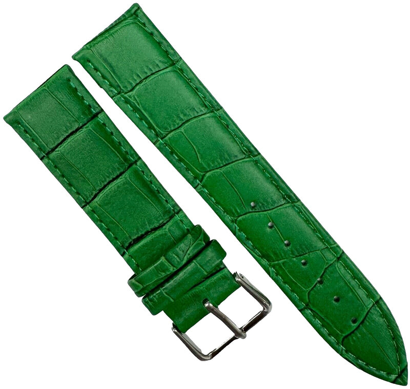 Load image into Gallery viewer, Watch Band Green Genuine Leather Alligator Grain Padded, Stitched, 22mm
