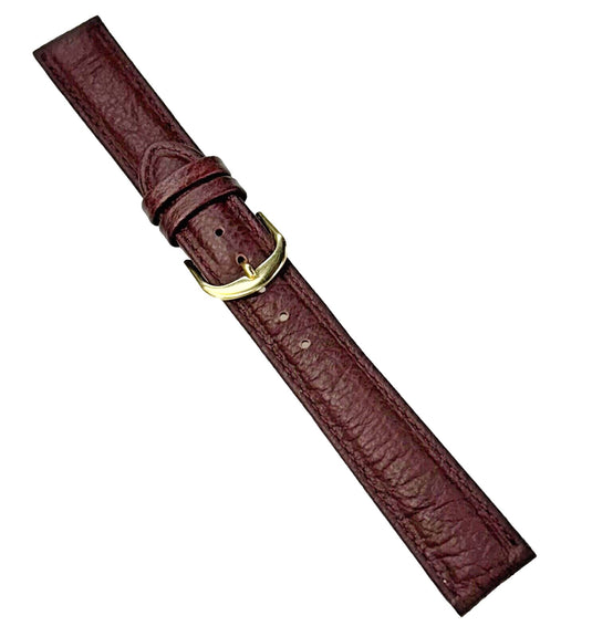 Watch Band Genuine Leather Burgundy Color Plain Padded stitched , 18MM