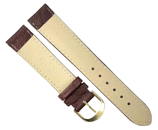 Watch Band Genuine Leather Burgundy Color Plain Padded stitched , 18MM