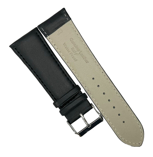 26 MM Genuine Leather Plain Black Watch Band - Universal Jewelers & Watch Tools Inc.