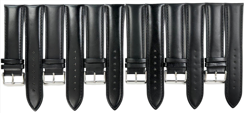 Load image into Gallery viewer, (Lot of 6) 22 MM Plain Black Padded Genuine Leather Watch Band, Stitches
