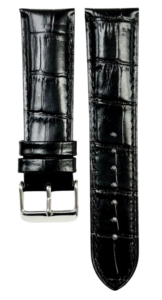 Load image into Gallery viewer, Watch Band Genuine Leather Alligator Grain Black Padded,Stitched 22mm
