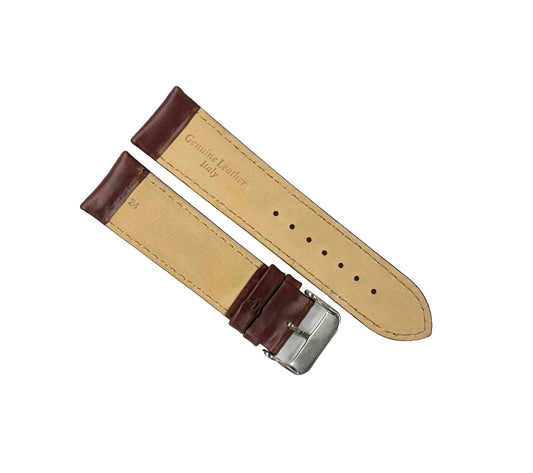 Watch Band Genuine Leather Plain D.Brown Color ,Padded, white Stitched 24MM - Universal Jewelers & Watch Tools Inc.