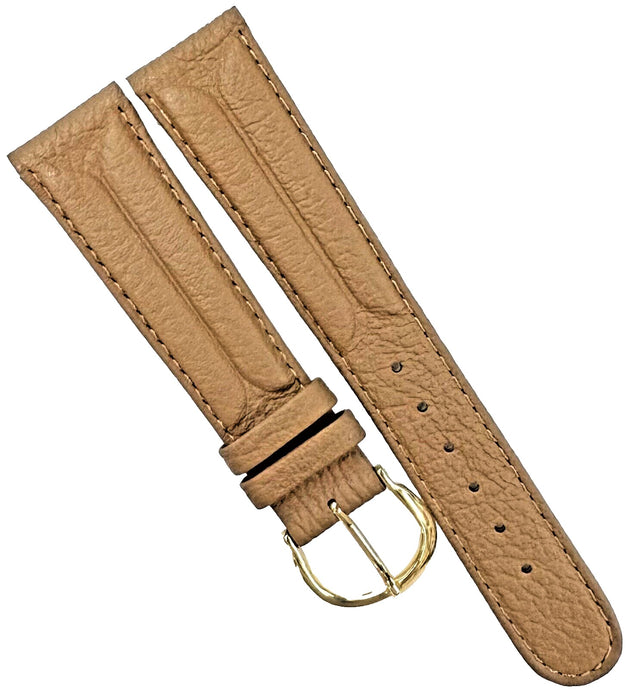 18x16MM Brown (TAN) Genuine Leather Grain Watch Band, Stitches