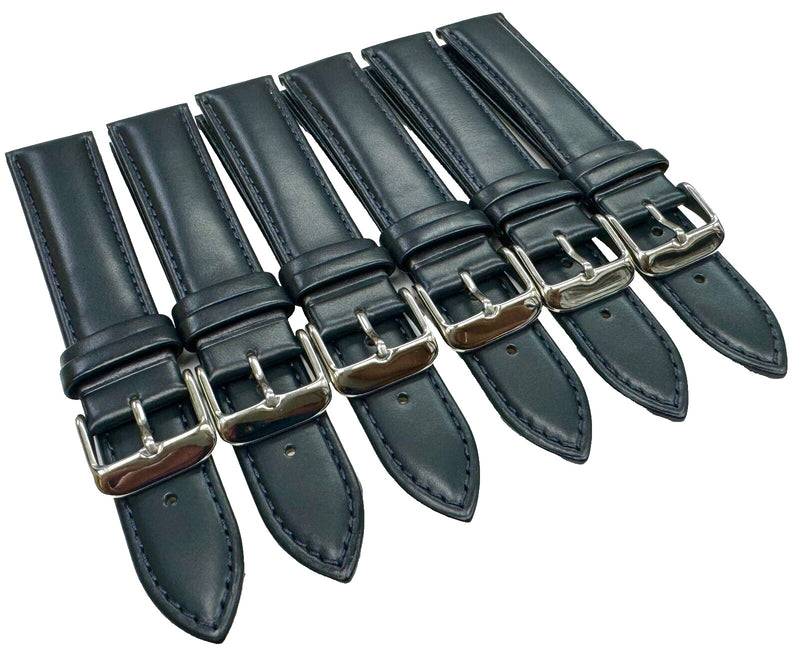 Load image into Gallery viewer, 20MM, LOT OF 6 UNIVERSAL WATCH BANDS DARK DEEP BLUE GENUINE LEATHER PADDED
