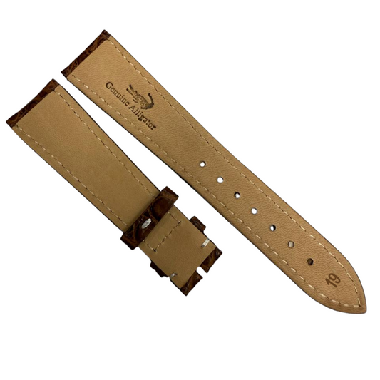 100% Real Genuine Alligator Leather Dark Brown Watch Strap w/ White Stitch | Choose Size