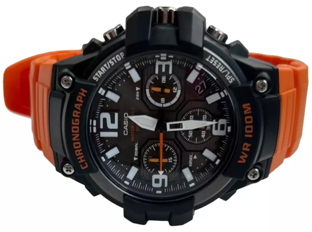 Casio G-Shock MCW-100H Chronograph Orange Analog Retrograde Sports Men's Watch