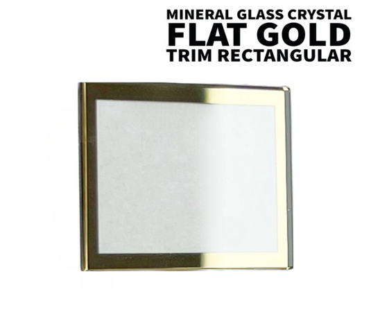 Flat Mineral Glass Crystal with Gold Trim 2mm Blanks in Rectangular Shape Diameter(23.5mm✘26.2mm)