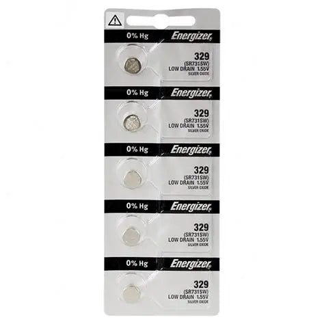 energizer 329 SR731SW Silver Oxide Batteries 1.55V New Sealed (5 Pcs.)