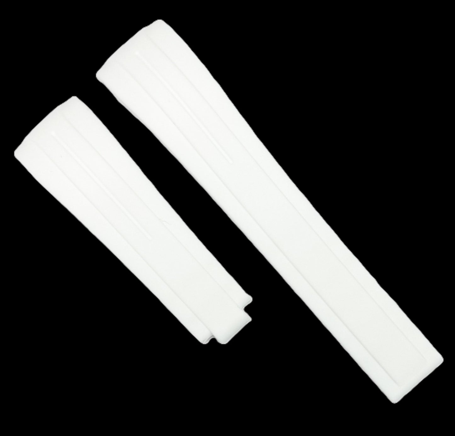 20mm Curved-End Vulcanized Rubber Watch Band for ROLEX Watches, White Color