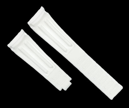 20mm Curved-End Vulcanized Rubber Watch Band for ROLEX Watches, White Color