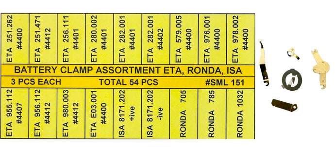 54 Pcs Battery Clamp Assortment for ETA, RONDA & ISA Movements