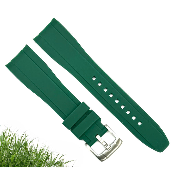 18-24mm Emerald Green Soft & Smooth Silicon Rubber Watch Band for High-End Watches