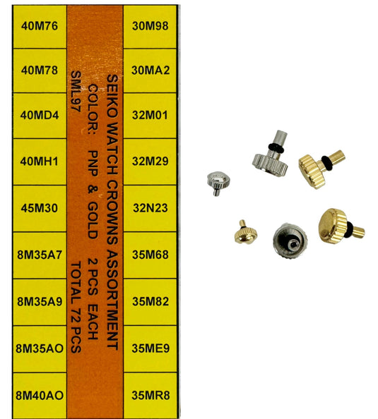 72 Pcs Waterproof Crown Assortment for Seiko Watches