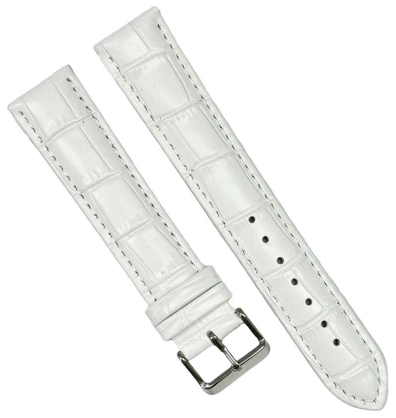 Load image into Gallery viewer, 12-30mm, Genuine Leather, Alligator Grain, White Watch Band, Regular
