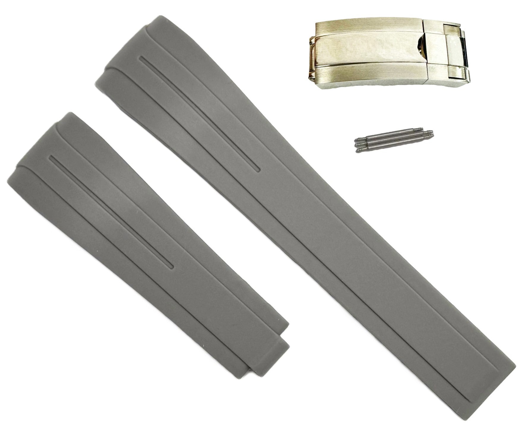 20mm Vulcanized Rubber Gray Replacement Strap for ROLEX Watches with Deployment Clasp - Universal Jewelers & Watch Tools Inc.