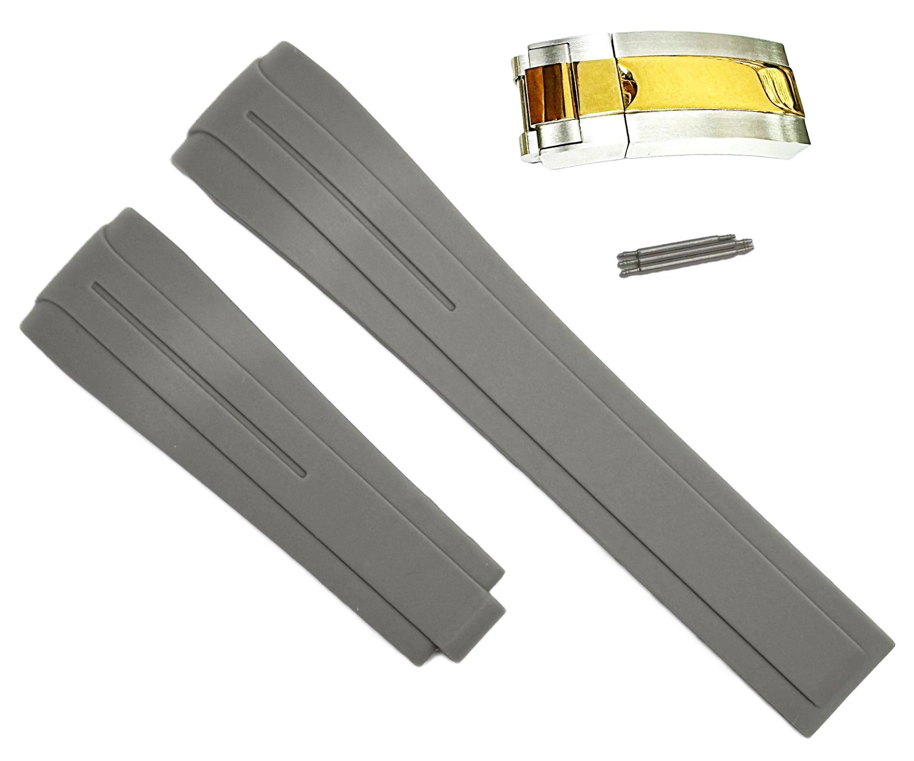 20mm Vulcanized Rubber Gray Replacement Strap for ROLEX Watches with Deployment Clasp - Universal Jewelers & Watch Tools Inc.