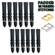 12PCS Black Leather Watch Band Sizes 8MM - 24MM Padded w/GREEN Stitches - Universal Jewelers & Watch Tools Inc.
