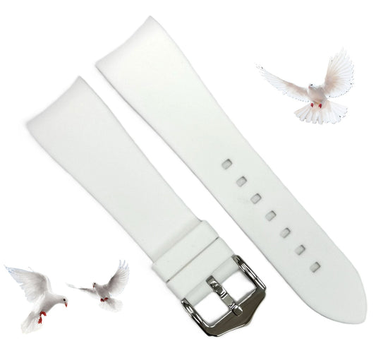 18-24mm White Color Curve-end Plain Soft Silicon Rubber Watch Band