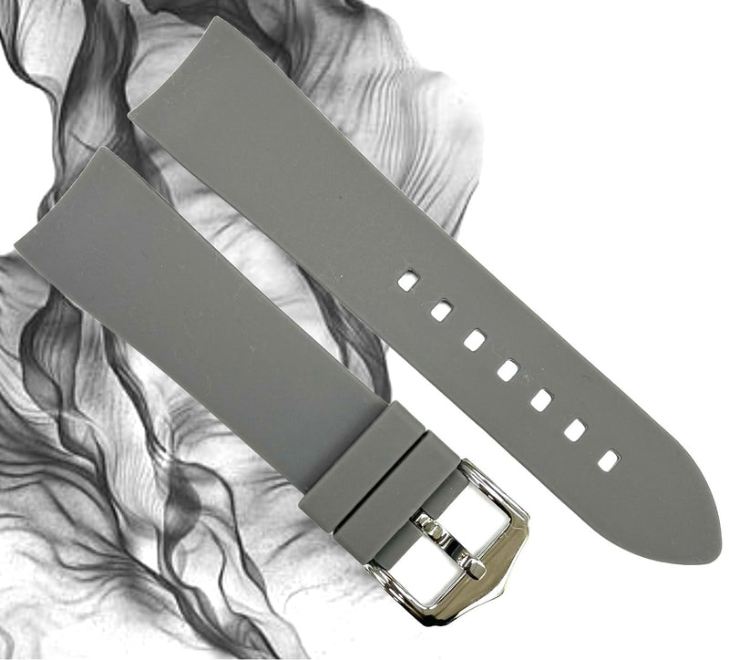 Load image into Gallery viewer, 18-24mm Gray Color Curve-end Plain Soft Silicon Rubber Watch Band
