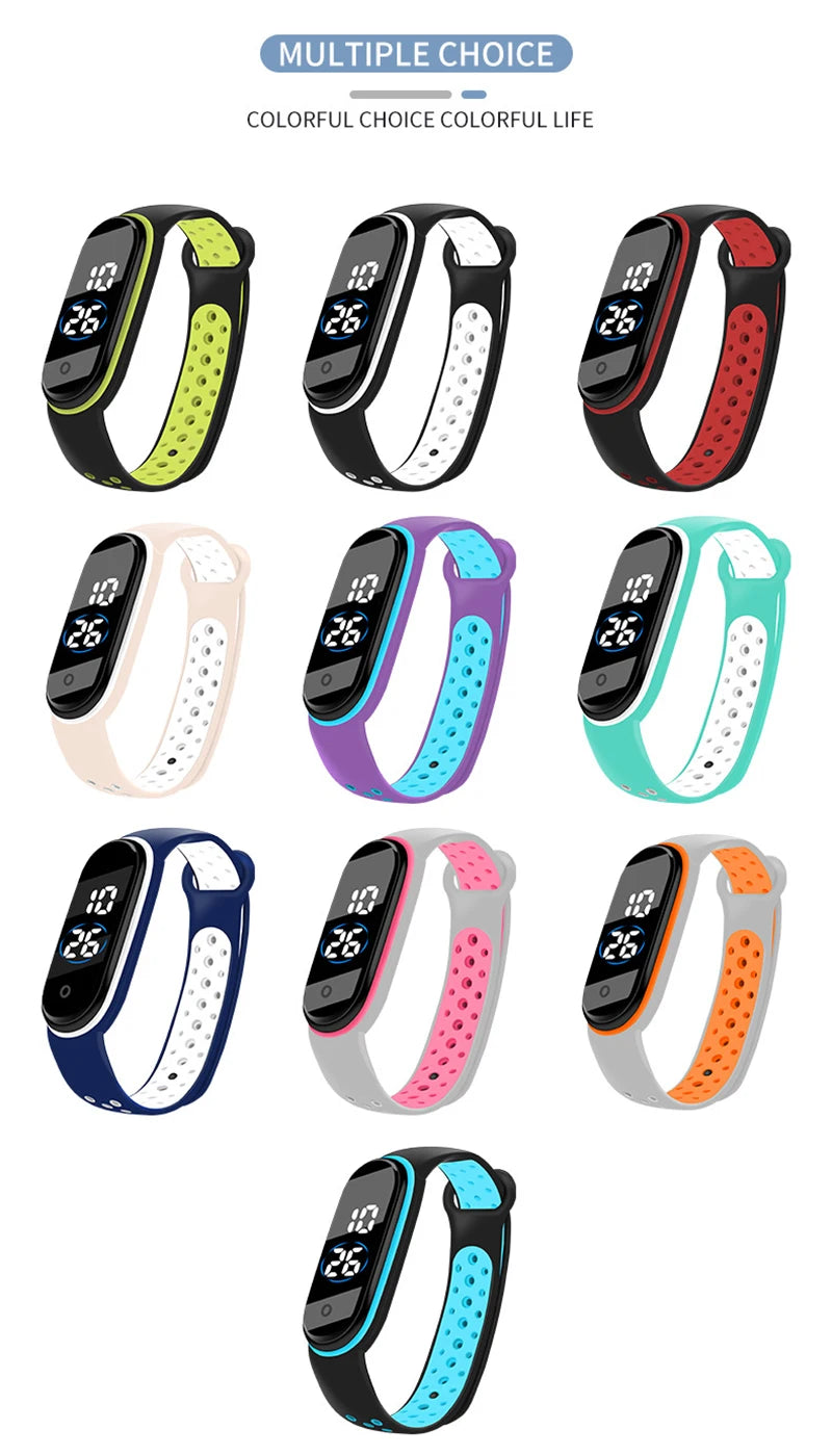 Fashion Sports Watch For Kids Children Waterproof Led Digital Watch Ultra-light Silicone Strap Teen Boys Girls WristWatch Unisex